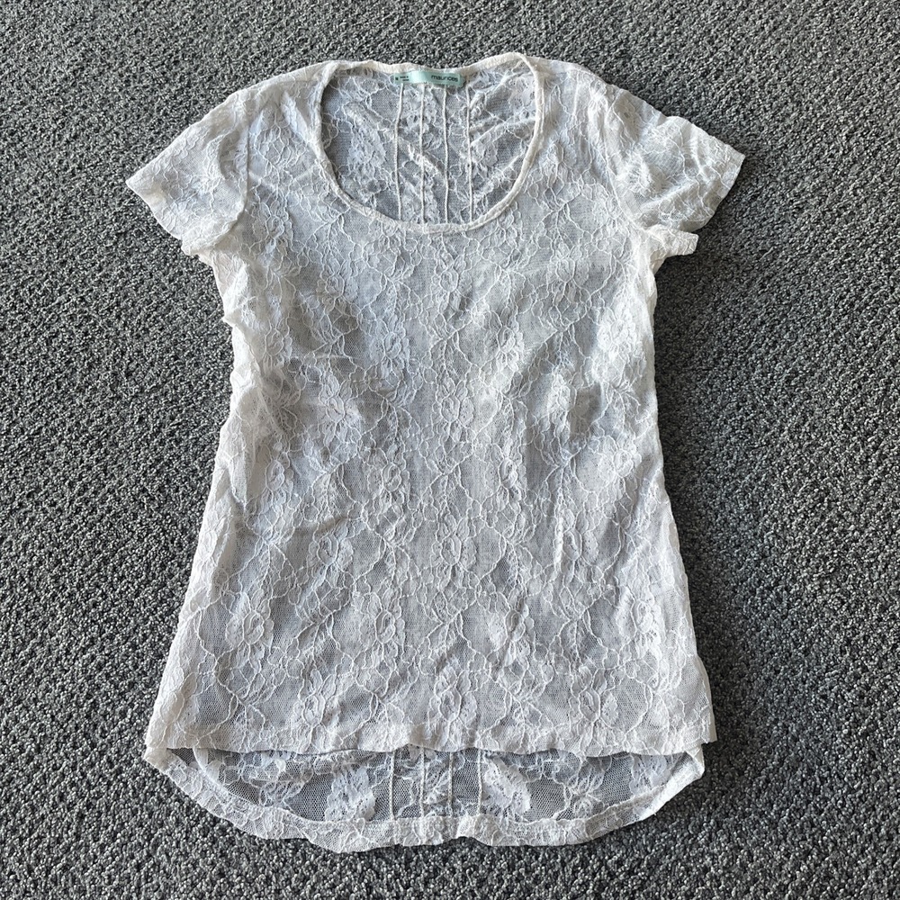 Y2K White Babydoll Lace, Mesh Top.‎ Fairy Grunge. Whimsigoth. Medium.